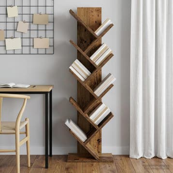vidaXL Boom Boekenkast 6-Tier 30 x 18 x 100 cm Bewerkt hout, Verzenden