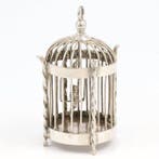 NO RESERVE - Miniatuur Vogelkooi - Beeldje - .833 zilver
