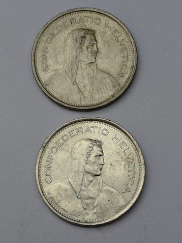Zwitserland. 5 Francs 2x 1966/1969 (Zonder minimumprijs)