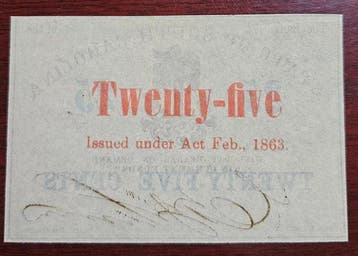 États-Unis dAmérique. - Obsolete Currency - 25 Cents 1863 -