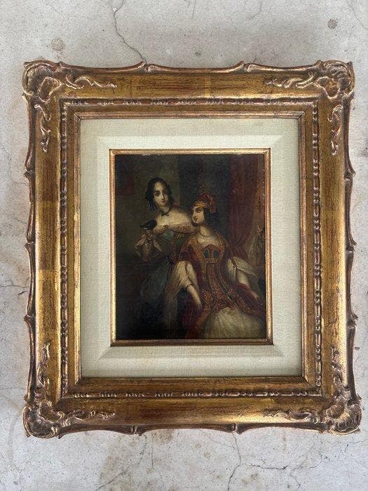 Italiaanse school (XIX) - Damas en Carnaval, Antiquités & Art, Art | Peinture | Classique