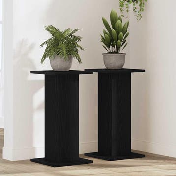 vidaXL Plantenstand 2 st Zwart Eiken 30 x 30 x 60 cm Bewerkt, Verzenden, Nieuw
