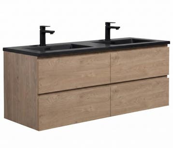 Badkamermeubel Set Angela 140 cm Kastanje Eiken Badmeubel, Huis en Inrichting, Badkamer | Badkamermeubels, Verzenden, Nieuw