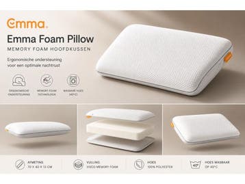 Veiling - Emma Visco Foam Pillow 70×40×13 cm – Ergonomis, Nieuw