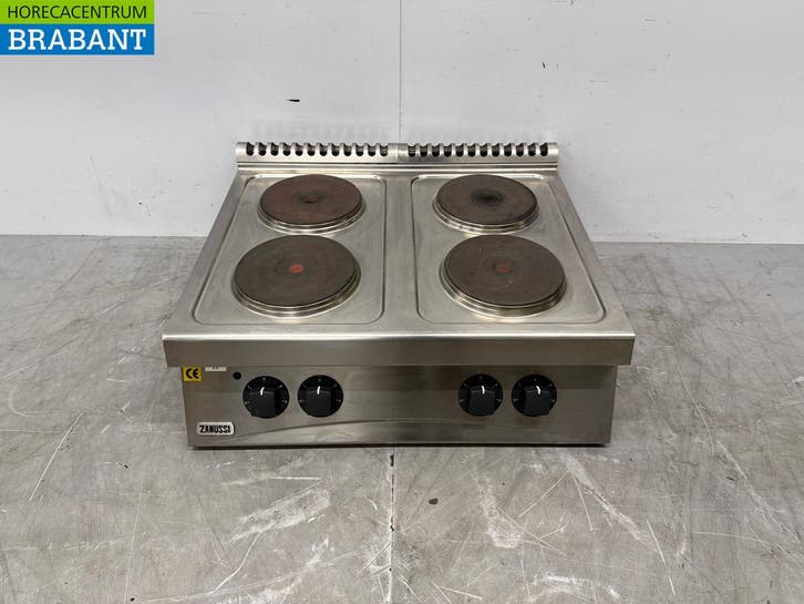 RVS Zanussi 4 Pits Elektrisch Fornuis 80 cm 400V Horeca, Articles professionnels, Horeca | Équipement de cuisine, Enlèvement ou Envoi