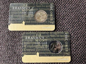 Nederland. 2 Euro 2011 Erasmus (2 stuks) (Zonder, Postzegels en Munten
