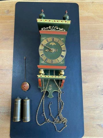 Horloge de chaise frisonne - Laiton, Bois - 1970-1980 -, Antiquités & Art