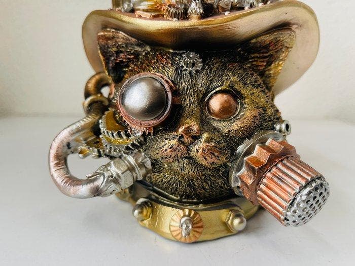 signed S.BURU-CAT ALICE IN WONDERLAND - Tête de personnage, Antiquités & Art, Curiosités & Brocante