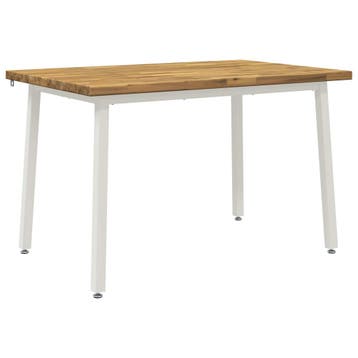 vidaXL 120 x 80 x 75 cm Massief Acacia Hout Wit Rechthoekig, Huis en Inrichting, Tafels | Eettafels, Verzenden, Nieuw