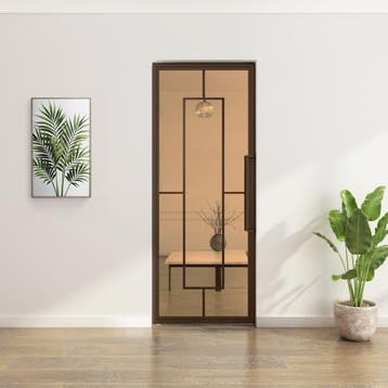 Stalen Taatsdeur - Brons - 5 Vlaks - Brons rookglas, Minder dan 80 cm, Overige typen, Nieuw, Metaal