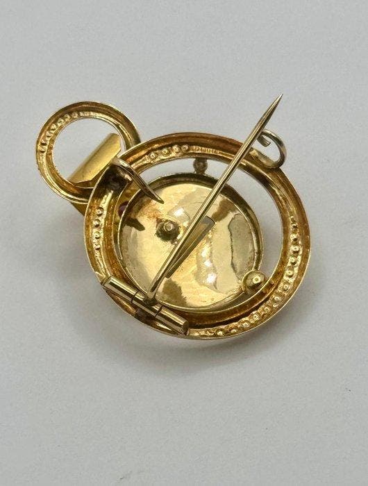 Broche - 9 kt. Geel goud - Speld/pendant Borbonica, Handtassen en Accessoires, Antieke sieraden