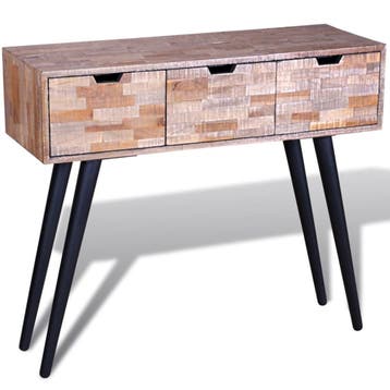 vidaXL Wandtafel met 3 lades gerecycled teakhout, Verzenden, Nieuw