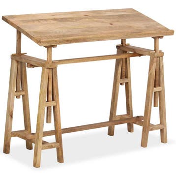vidaXL Tekentafel 116x50x76 cm massief mangohout, Verzenden, Nieuw