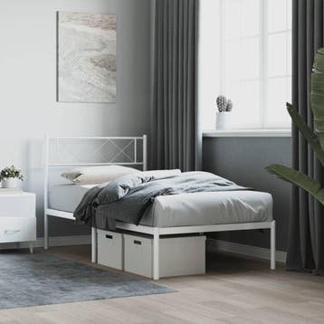 vidaXL Bedframe met hoofdbord metaal wit 80x200 cm, Verzenden