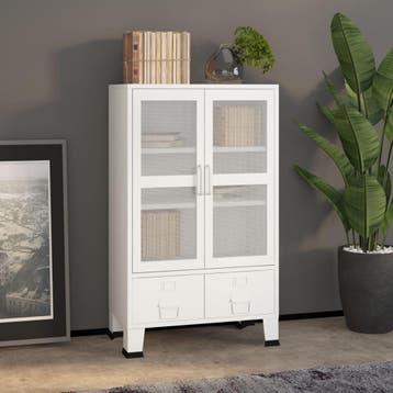 vidaXL Opbergkast industrieel 70x40x115 cm metaal wit, Huis en Inrichting, Kasten | Overige, Verzenden, Nieuw