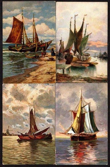 Schepen - Ansichtkaart (90) - 1908-1920, Verzamelen, Gelopen