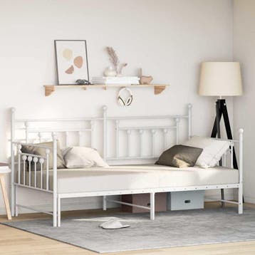 vidaXL Bedframe voor een daybed Wit 107 x 203 cm Staal, Verzenden