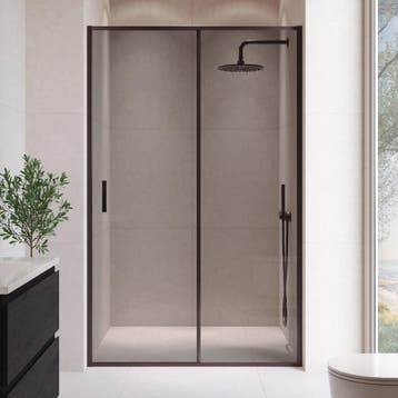 Douchewand Calgary 100 x 190 cm Zwart – Getint 8 mm, Verzenden, Nieuw