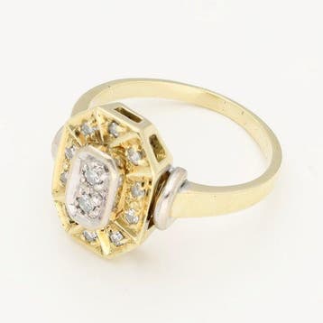 Bague - 14 carats Or jaune, Or blanc Diamant (Naturelle)