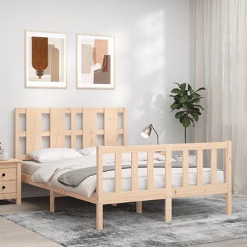 vidaXL Bedframe met hoofdbord massief hout, Verzenden, Nieuw