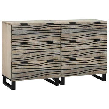 vidaXL Dressoir Set 2 st Wit 120 x 33 x 75 cm Massief Mango, Huis en Inrichting, Kasten | Dressoirs, Verzenden, Nieuw