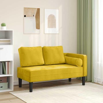 vidaXL Chaise longue met kussens fluweel geel, Maison & Meubles, Canapés | Sofas & Chaises Longues, Verzenden