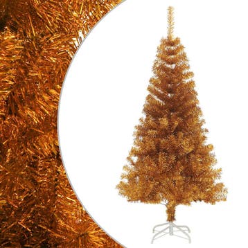 vidaXL Kunstkerstboom met standaard 120 cm PET goudkleurig, Verzenden, Nieuw