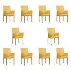 Set van 10 Leren eetkamerstoelen Comfort met wieltjes en, Ophalen of Verzenden, Nieuw, Leer, Eén