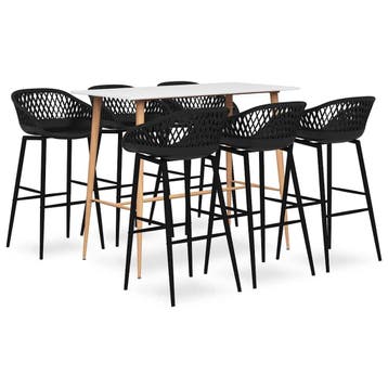 vidaXL 7-delige Barset wit en zwart, Verzenden