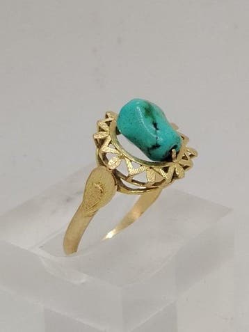Bague - 18 carats Or jaune Turquoise, Bijoux, Sacs & Beauté