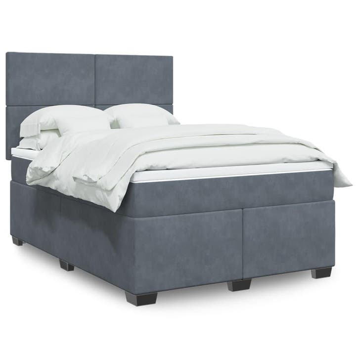 vidaXL Boxspring met matras fluweel donkergrijs 160x200 cm, Maison & Meubles, Chambre à coucher | Lits, Envoi