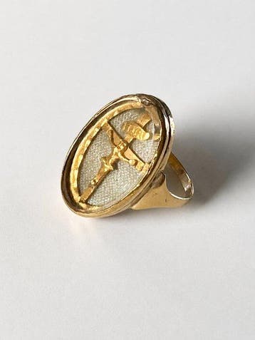 Ring - 18 karaat Geel goud - Gouden reliekring, Bijoux, Sacs & Beauté, Bagues