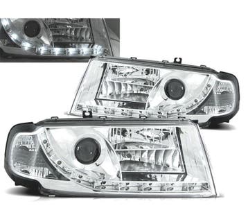 PHARES POUR SKODA OCTAVIA 01-04 DAYLIGHT LED FOND CHROMÉ, Autos : Pièces & Accessoires, Verzenden