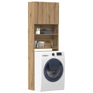 vidaXL Wasmachinekast 64x24x190 cm bewerkt hout artisanaal, Verzenden, Nieuw