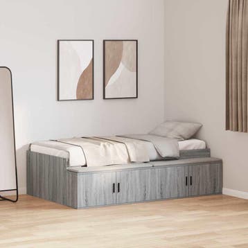 vidaXL Bedframe met lade Grijs Sonoma 90 x 200 cm Bewerkt, Verzenden, Nieuw