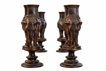 Een paar vergulde bronzen olifanten. - Zilverbrons, Verguld, Antiek en Kunst