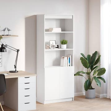 vidaXL Hoge kast 70x35x180 cm bewerkt hout wit, Huis en Inrichting, Kasten | Dressoirs, Verzenden, Nieuw