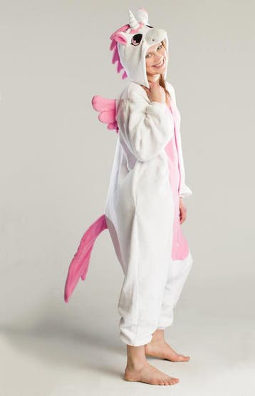 KIMU® Onesie Wit Roze Pegasus Pak XL-XXL Eenhoornpak Kostuum, Ophalen of Verzenden, Nieuw