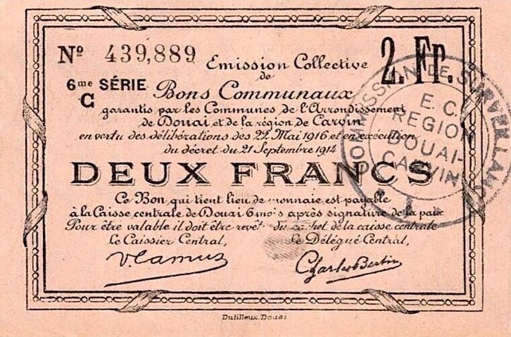 2 Francs France Komitat 59 – Douai – Carvin – Gemeinsc, Timbres & Monnaies, Monnaies | Pays-Bas, Envoi