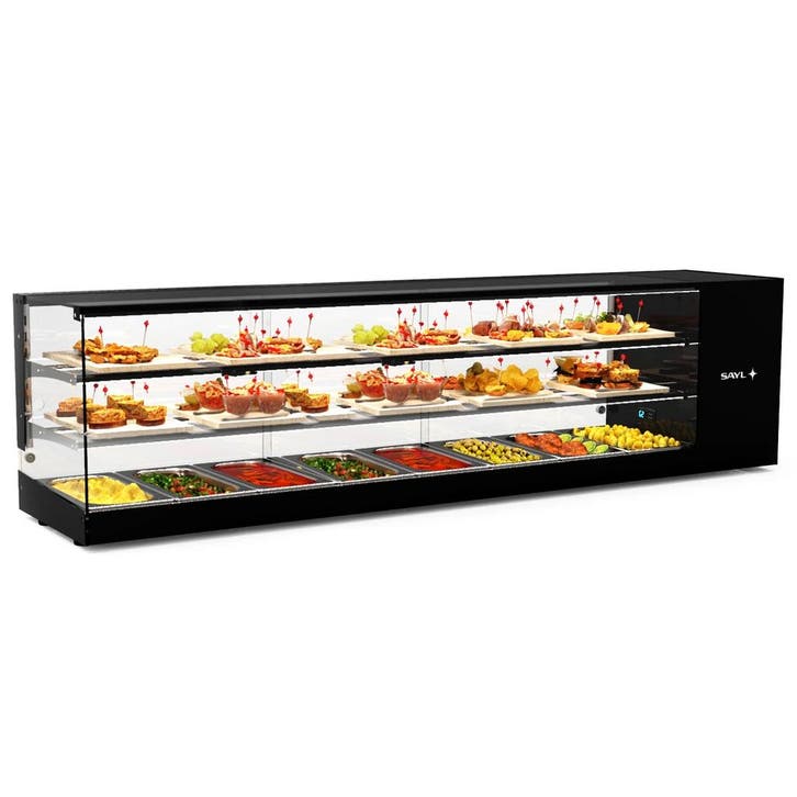 Tapasvitrine | LOGIC | Zwart | 8x 1/3 GN | +2°C/+6°C |, Zakelijke goederen, Horeca | Keukenapparatuur, Nieuw in verpakking, Verzenden