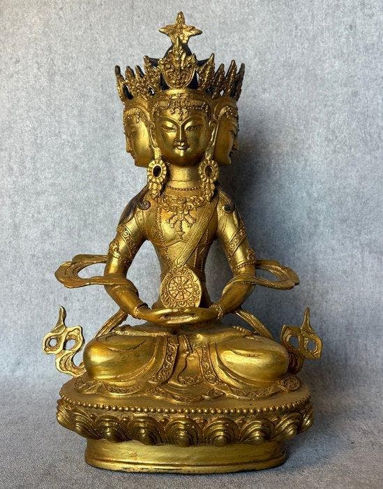 Vairocana 30.5 cm - Verguld brons - Azië, Antiek en Kunst, Antiek | Overige Antiek