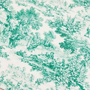 AA193 - Toile de Jouy-stof mintgroen - 100% katoen,