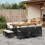 vidaXL 11-delige Tuinset met kussens poly rattan zwart, Verzenden, Nieuw, Tuinset