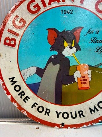 Big Giant Cola – Tom & Jerry – Rond metalen reclamebord –