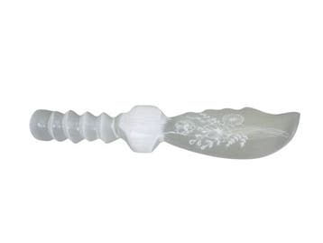 Veiling - Seleniet Ritueel Mes / Wand met Gegraveerde Bloeme