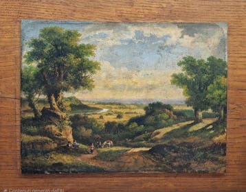 Italiaanse school (XIX) - Paesaggio con figure in sosta - NO