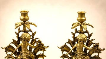 Kaarsenhouder (2) - Verguld brons - feeërieke decor