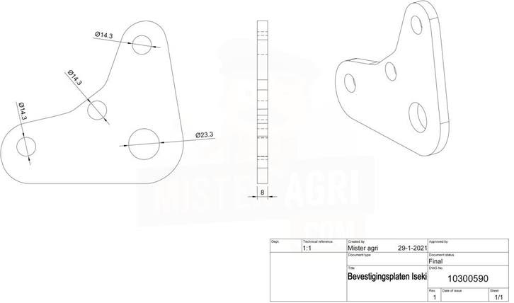 Bevestigingsplaten Iseki (Werktuigen), Zakelijke goederen, Landbouw | Werktuigen, Ophalen of Verzenden