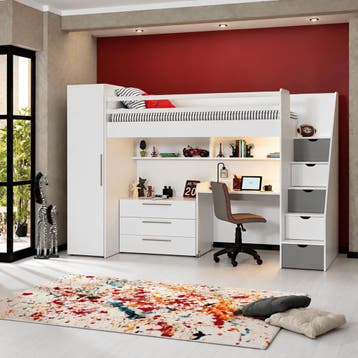 Almila Neo Complete Kinderkamer Set Hoogslaper met Bureau en, Nieuw