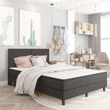 vidaXL Boxspringframe stof grijs 160x200 cm, Verzenden, Nieuw